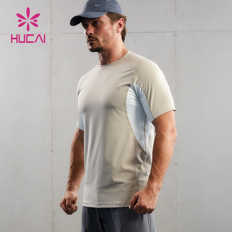 Wholesale OEM ODM Workout Oversized 4 Needles 6 Threads Short Sleeve Custom High Quality Fashion Active Shirts Cotton Heat-Transfer Mens Sports Wear