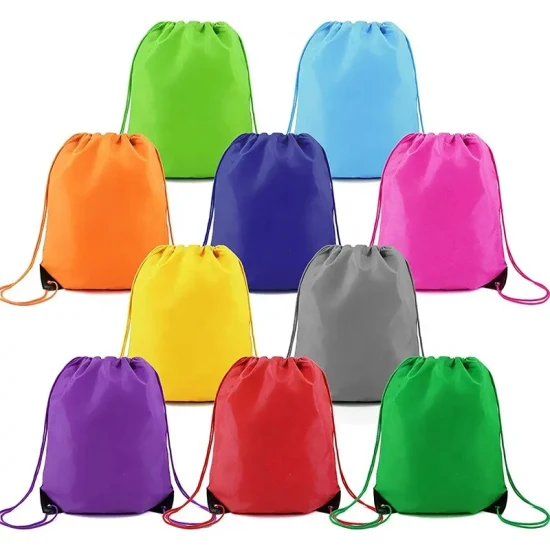 Bolso de poliéster de nailon con mochila colorida con cordón para viajes de gimnasio